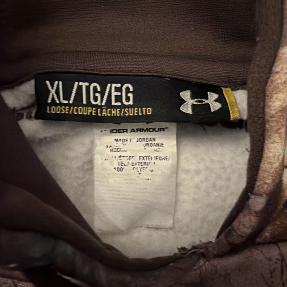 Under Armour Hoodie Mens XL Brown Realtree Xtra Camo Fleece Pullover Outdoor - Picture 2 of 7